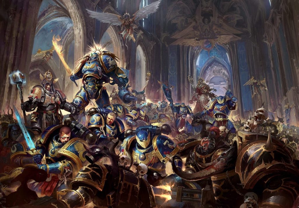 were-company. Ultramarines comandados por su primarca, combatiendo contra las fuerzas del caos