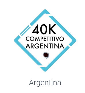 Logo del equipo de Argentina, rombo con las letras 40k competitivo argentina y un balazo
