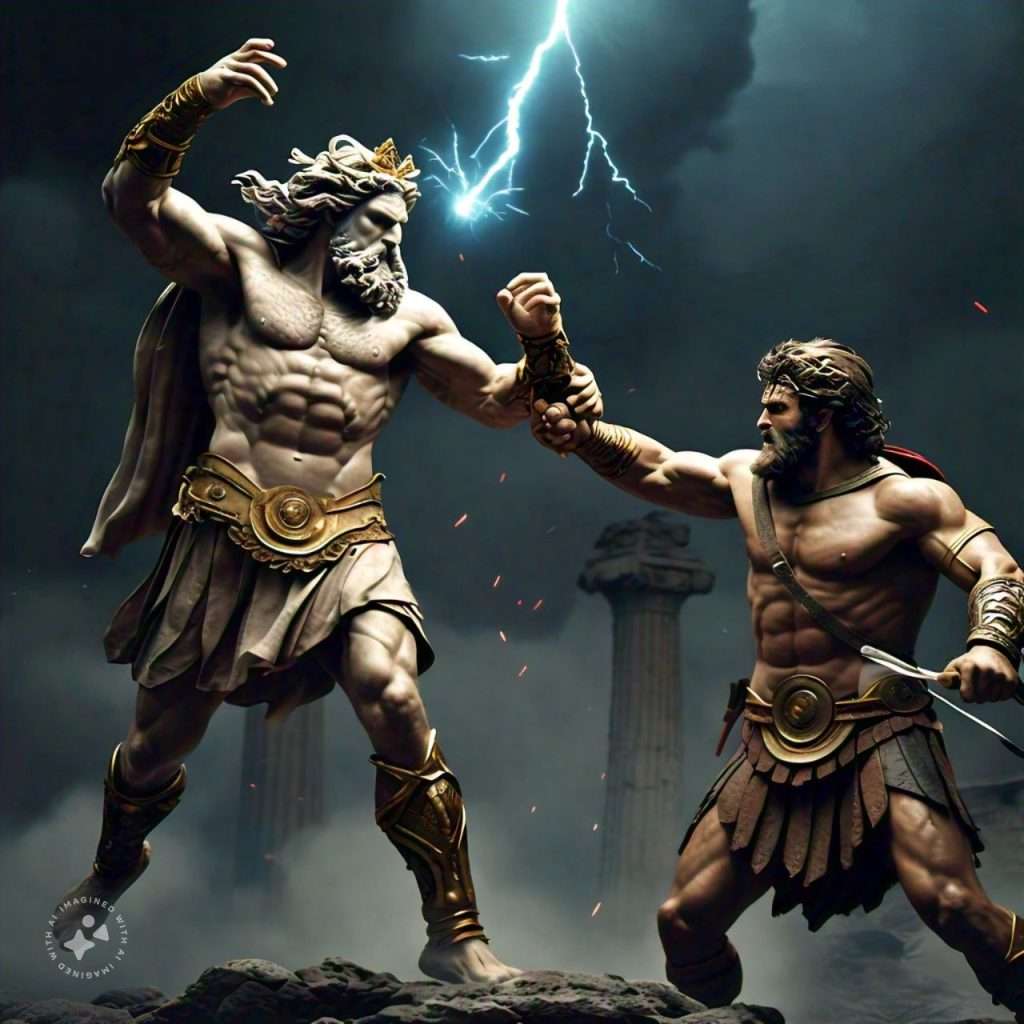 El gigante Porfirión  luchando contra heracles