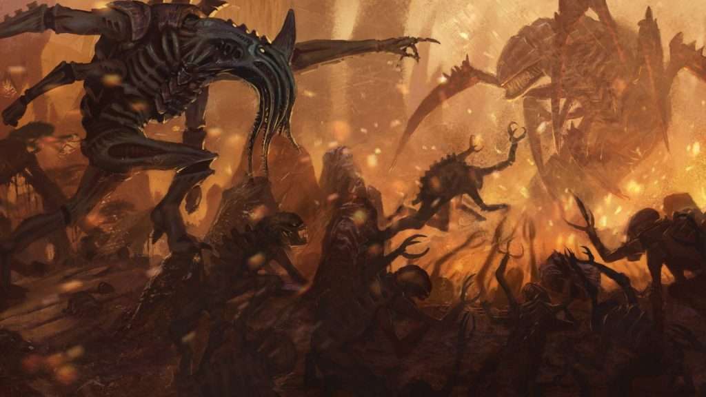 los tiránidos, participantes de
la campaña de Warhammer 40k Cruzada, invaden un mundo con el objetivo de devorarlo todo