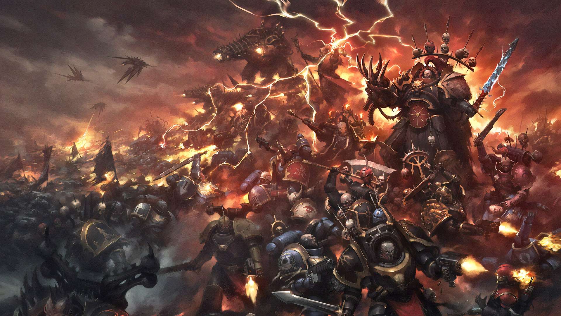 Abbadon el zaqueador dirige a sus marines espaciales del caos en contra de los ultramarines