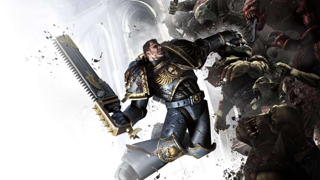 Titus del juegos space marine 2, en el poster de la primera entrega de la franquicia