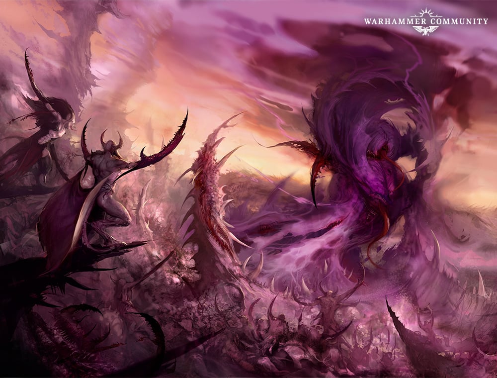 Demonios de Slanesh dentro del mundo del caos