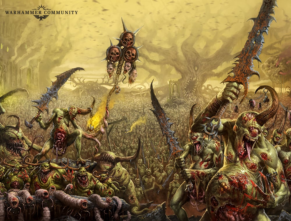 Demonios de Nurgle dentro del jardín de Nurgle