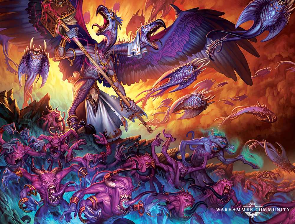 Demonios de Tzeentch dirigidos por un señor de la transformación