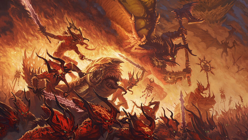 Demonios de Khorne marchando a la batalla